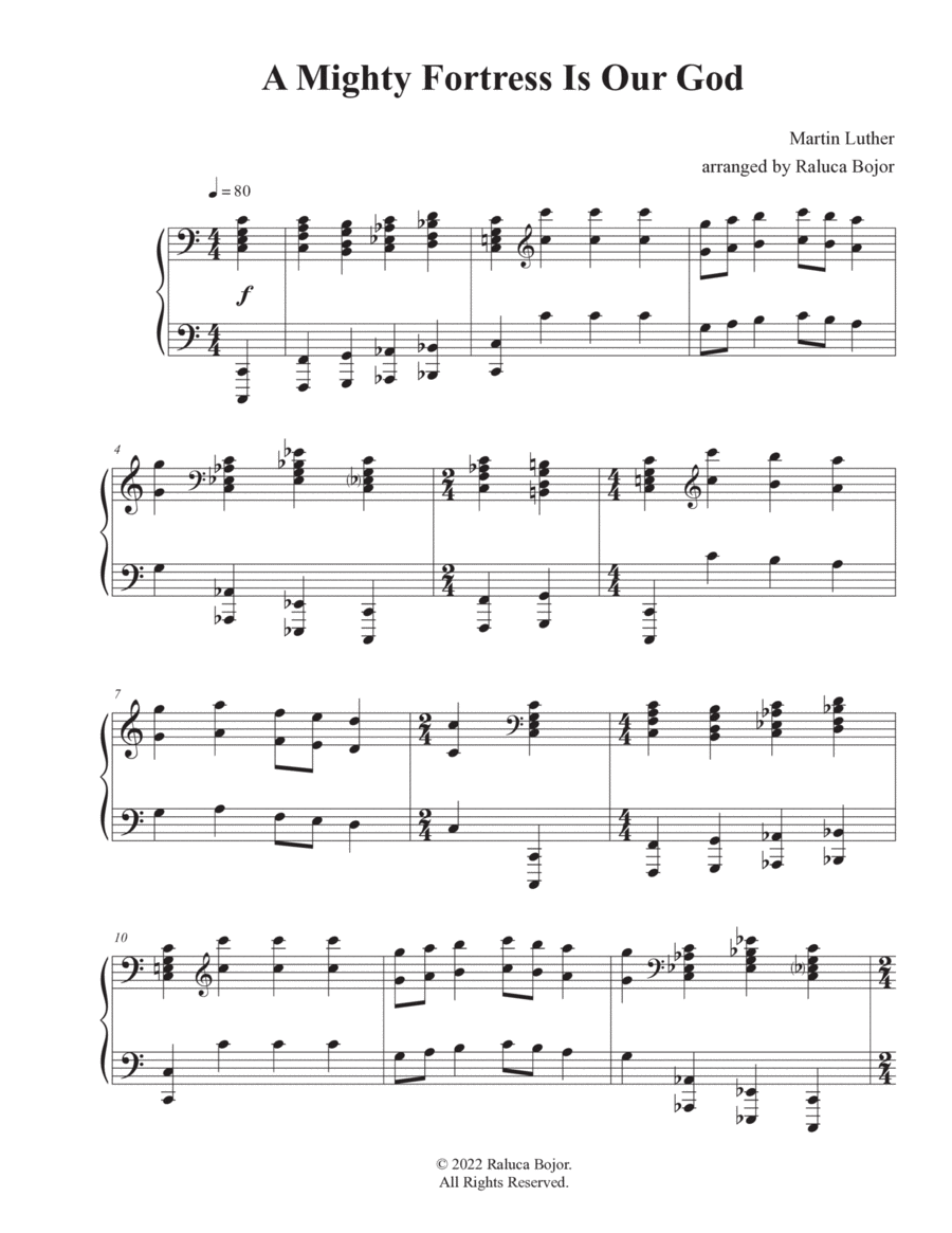 A Mighty Fortress Is Our God (advanced piano solo arrangement) Piano Solo scores gallery preview page 1