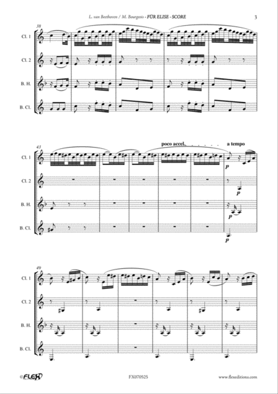 Fur Elise Fur Elise Clarinet Quartet scores gallery preview page 4