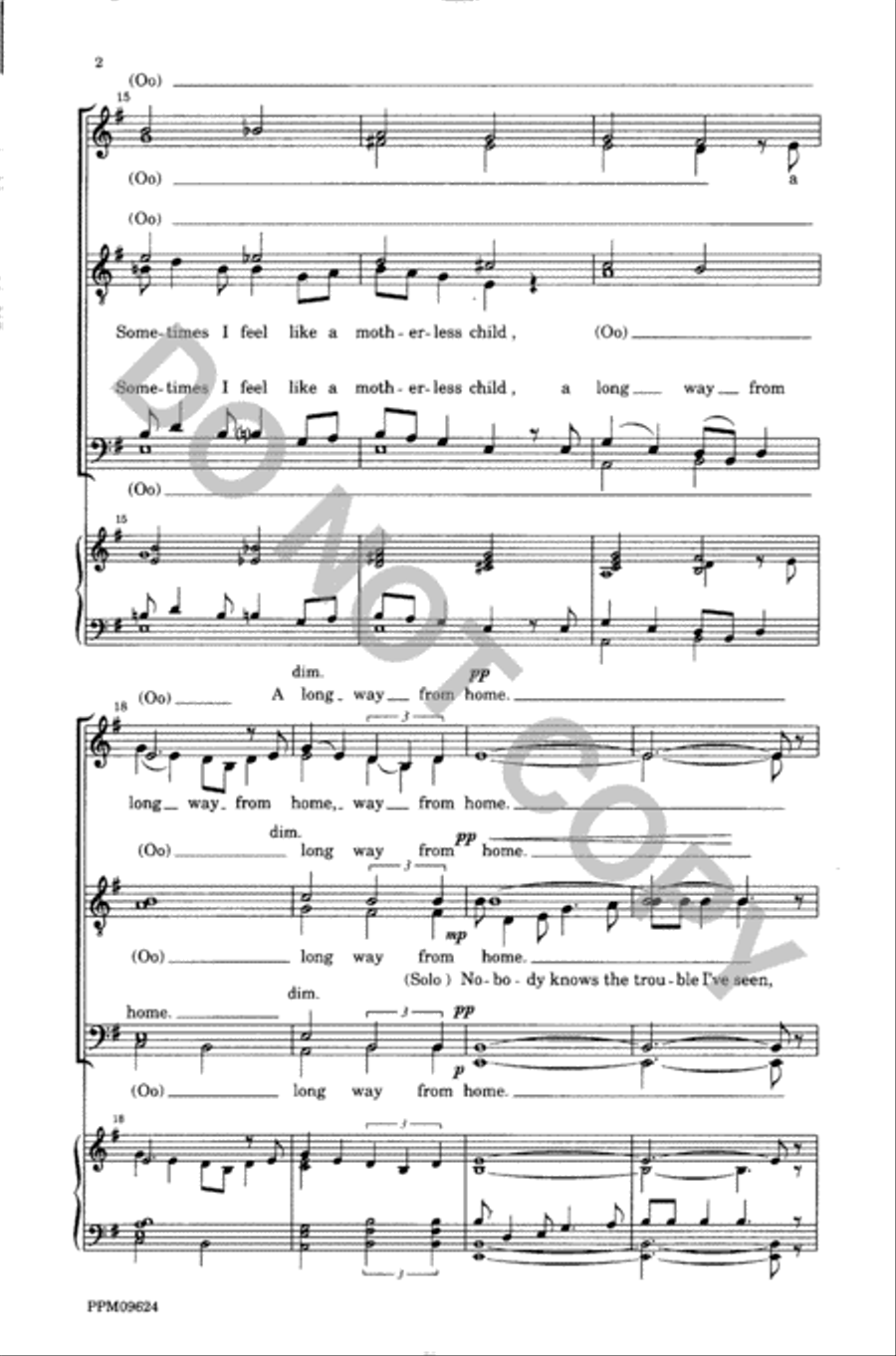 Sometimes I Feel Like A Motherless Child/Nobody Knows the Trouble I've Seen A Cappella scores gallery preview page 3