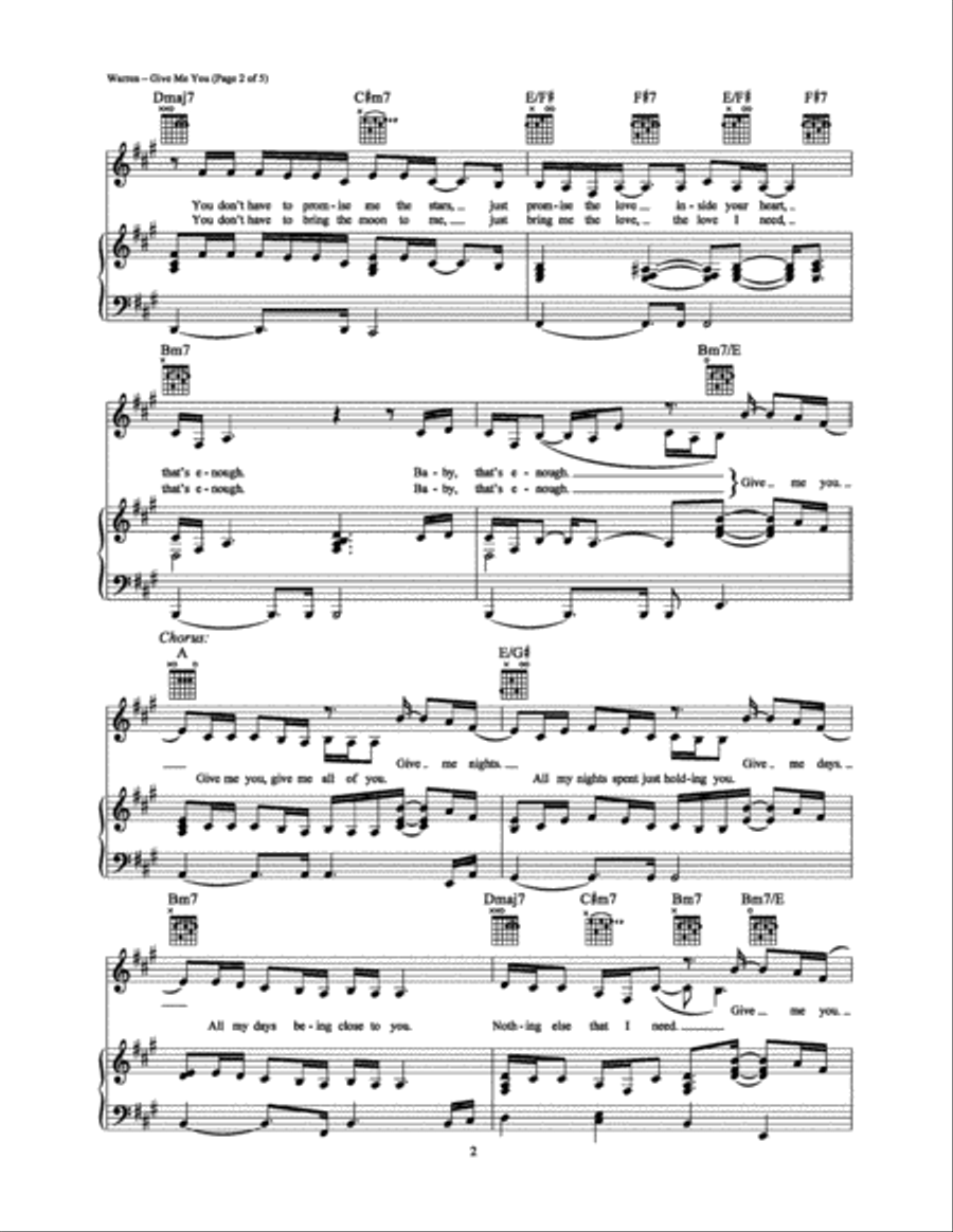 Give Me You Give Me You Piano, Vocal, Guitar scores gallery preview page 2