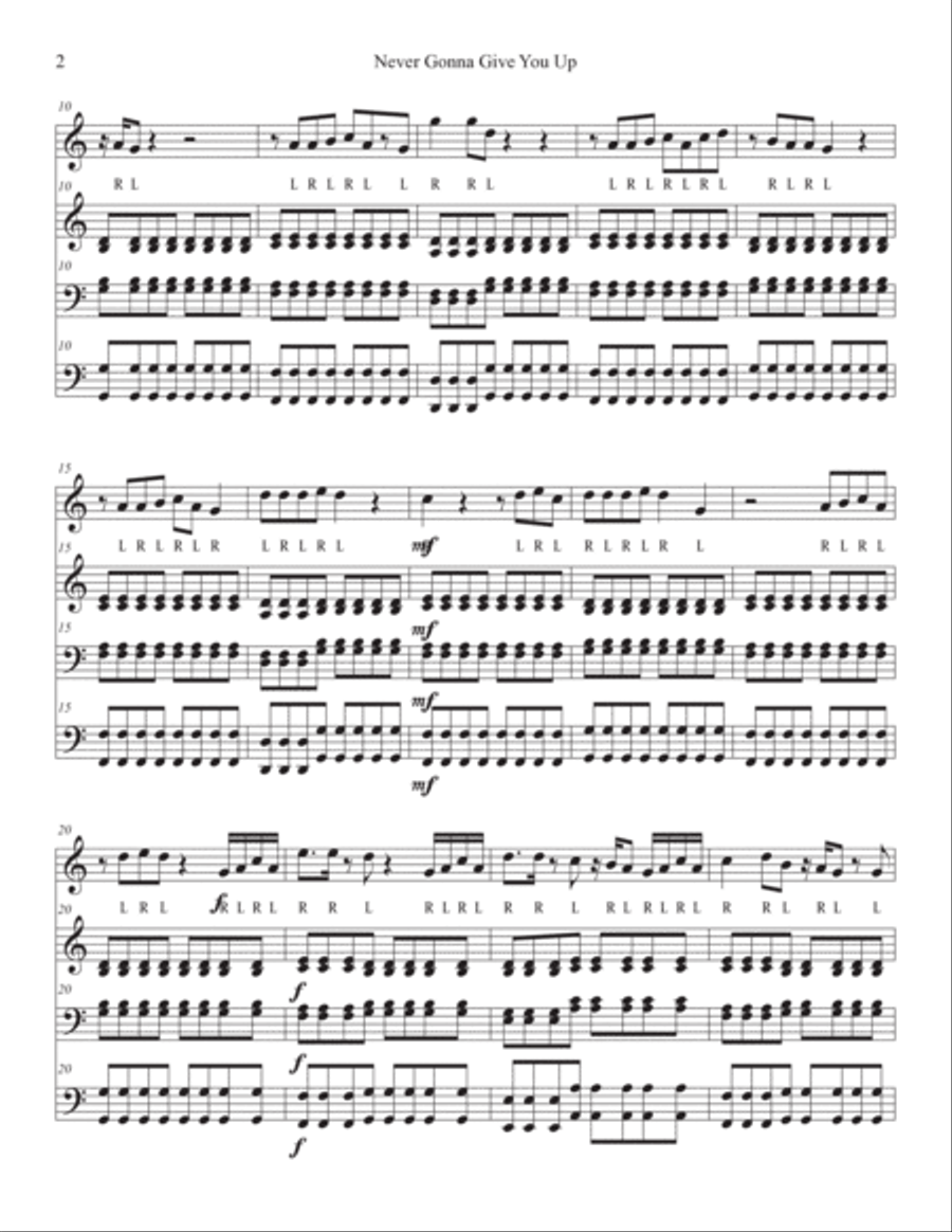 Never Gonna Give You Up Never Gonna Give You Up Marimba scores gallery preview page 2