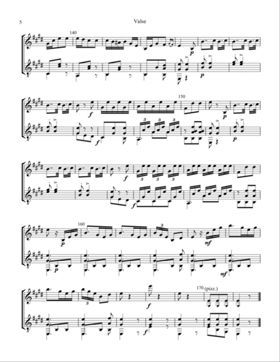 Valse / Waltz Op. 34 for violin and guitar String Duet scores gallery preview page 6