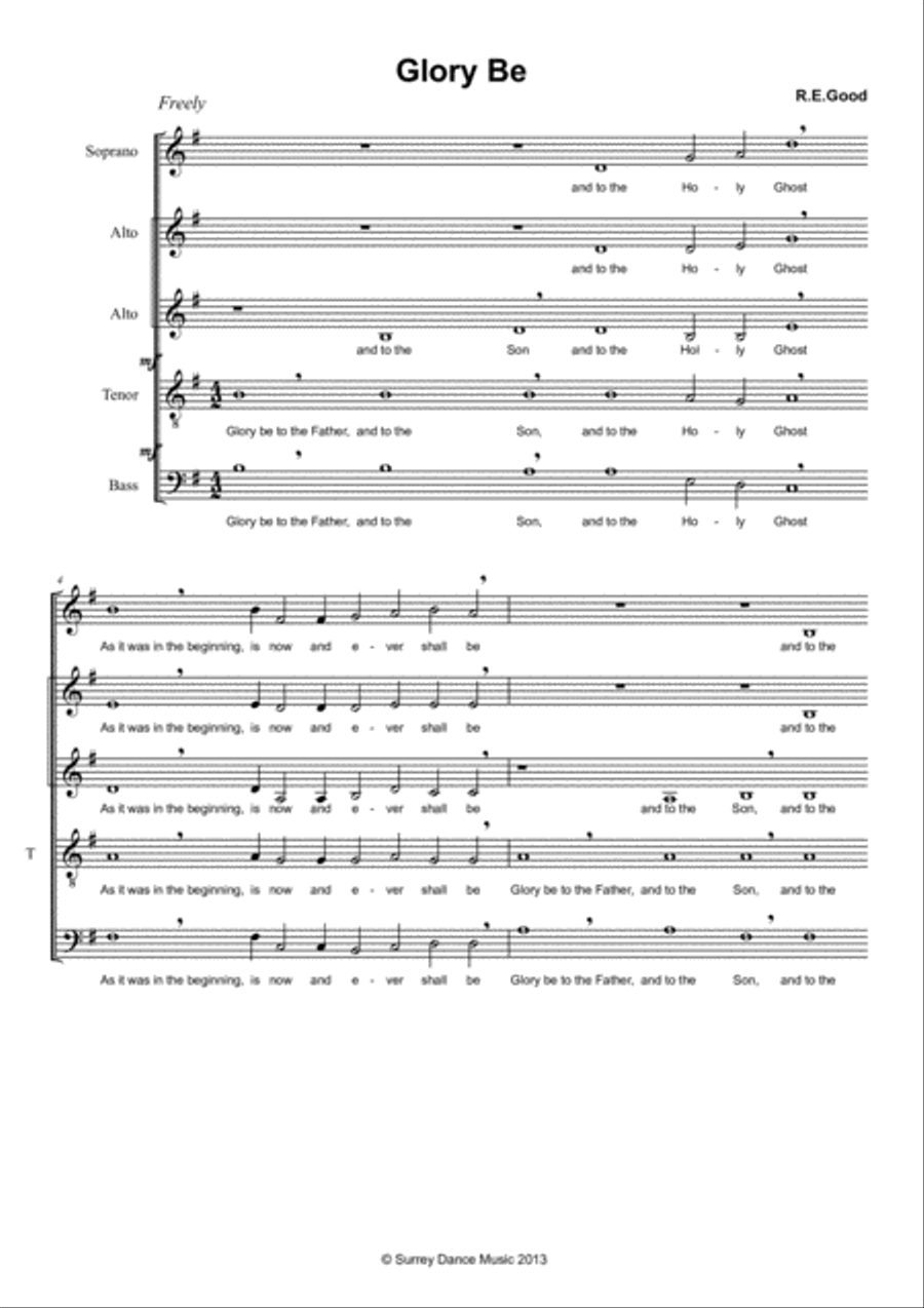 Glory Be 4-Part scores gallery preview page 1