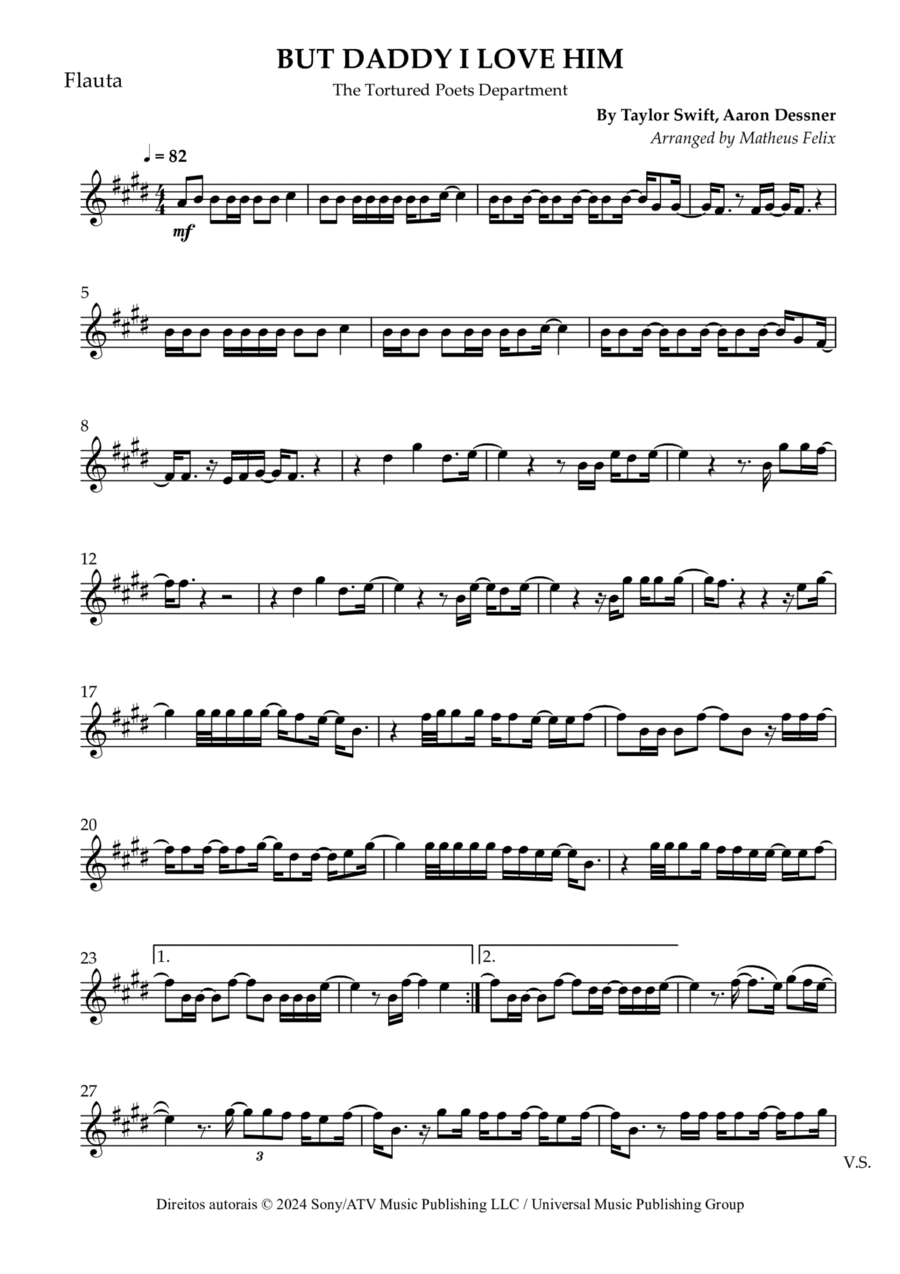 But Daddy I Love Him Flute Solo scores gallery preview page 1