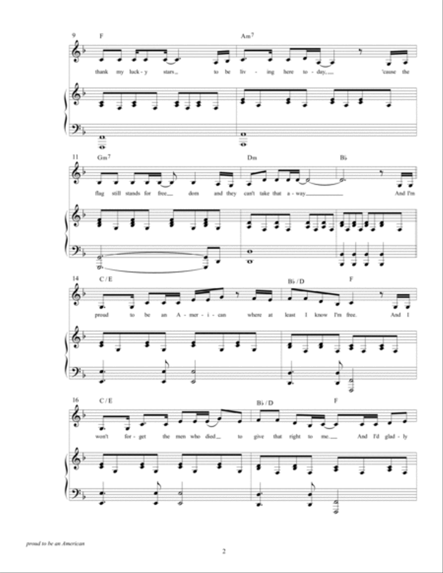 Proud To Be An American Piano, Vocal, Guitar scores gallery preview page 4