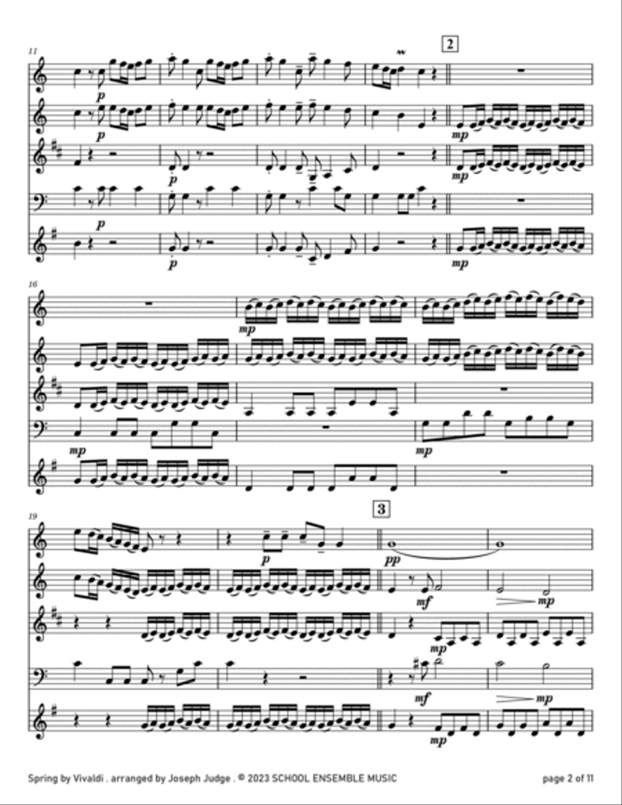 Spring by Vivaldi for Woodwind Quartet in Schools Woodwind Quartet scores gallery preview page 2