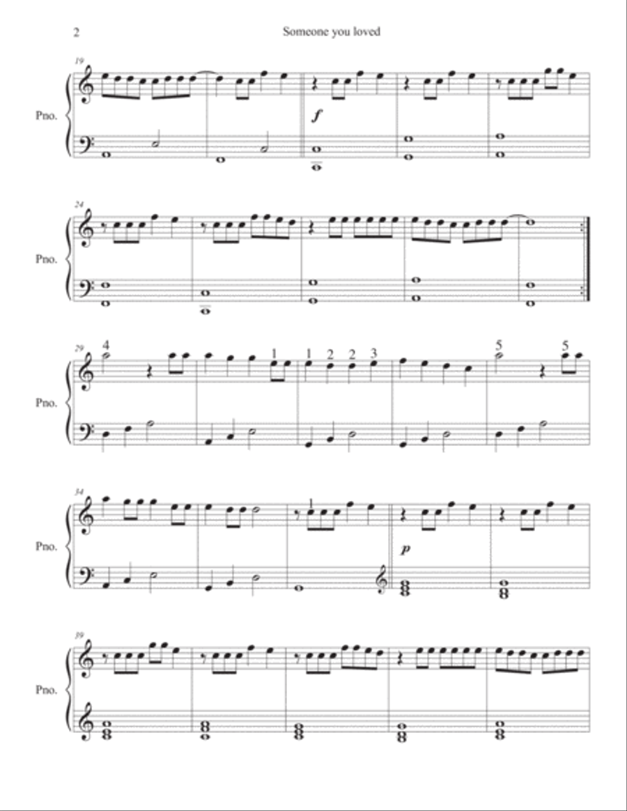 Someone You Loved Someone You Loved Easy Piano scores gallery preview page 2