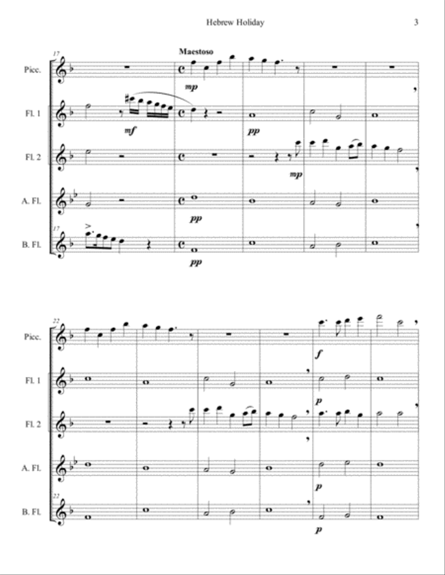 Hebrew Holiday for Flute Choir Flute Choir scores gallery preview page 5