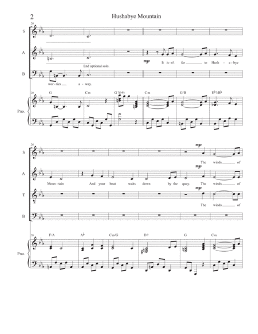 Hushabye Mountain 4-Part scores gallery preview page 2