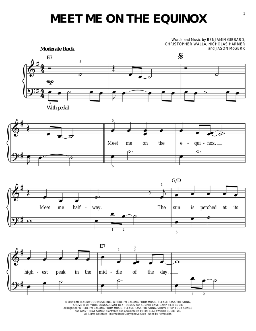 Meet Me On The Equinox Meet Me On The Equinox Voice scores gallery preview page 1