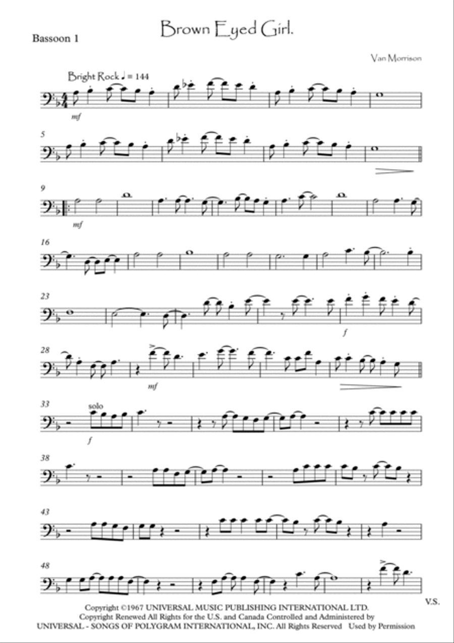 Brown Eyed Girl Woodwind Quartet scores gallery preview page 6