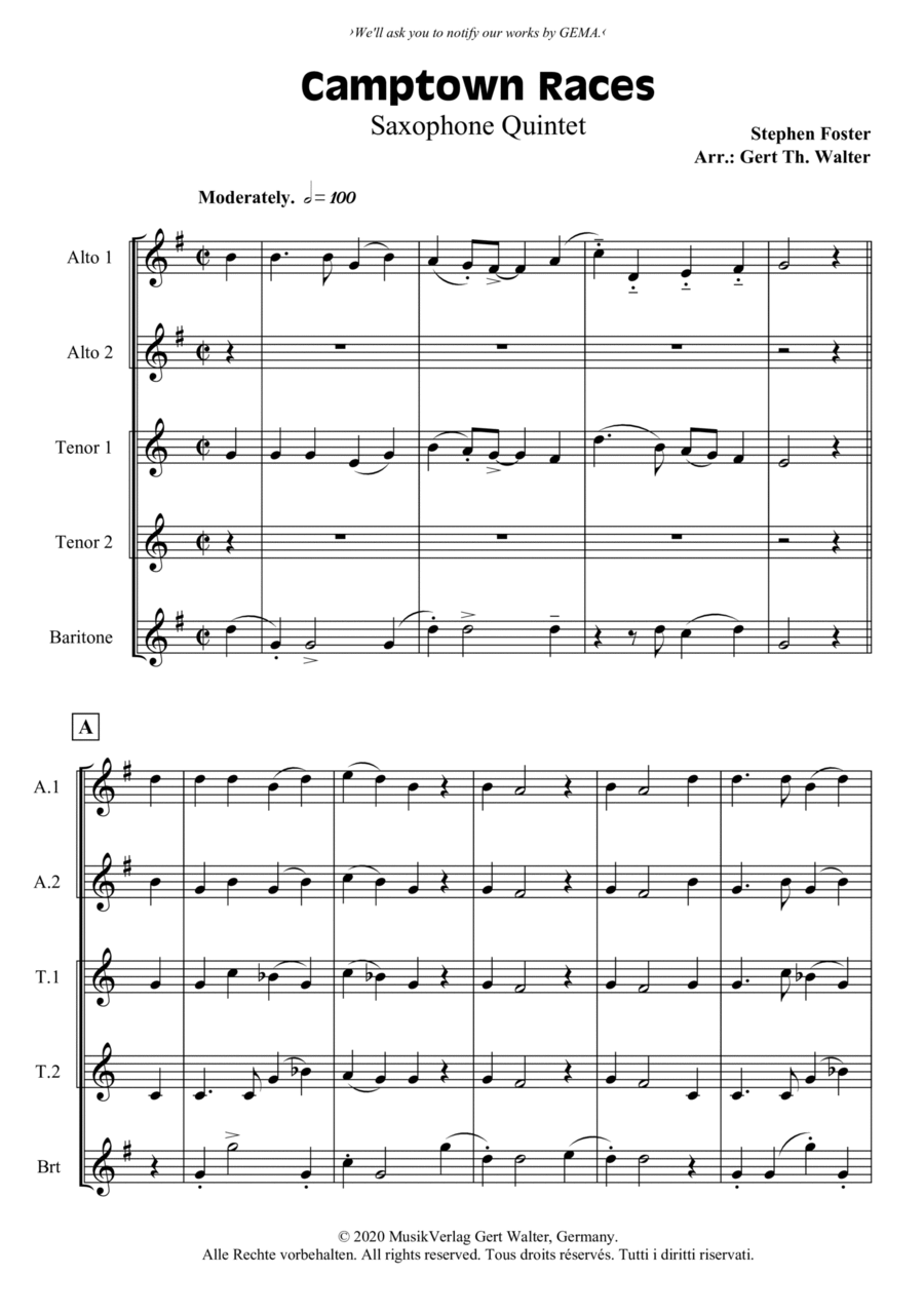 Camptown Races Woodwind Quintet scores gallery preview page 1