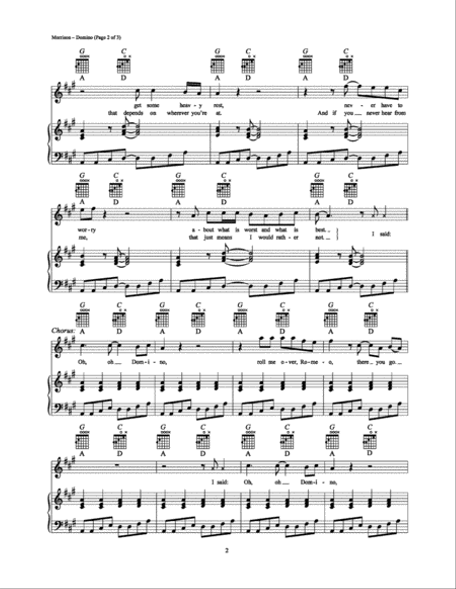 Domino Domino Piano, Vocal, Guitar scores gallery preview page 2