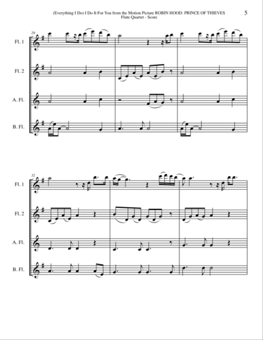 (Everything I Do) I Do It For You Woodwind Quartet scores gallery preview page 5
