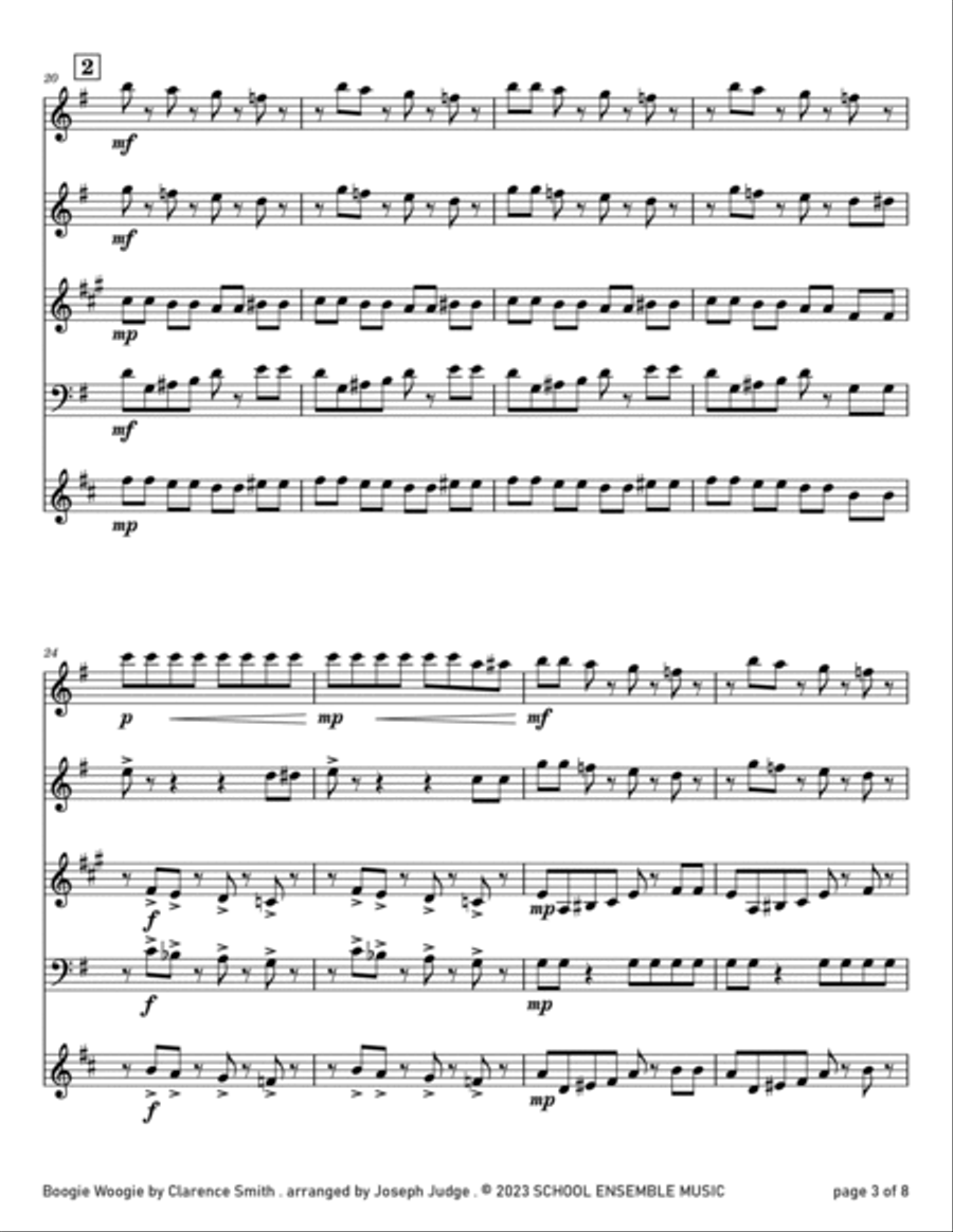Boogie Woogie by Smith for Woodwind Quartet in Schools Woodwind Quartet scores gallery preview page 3
