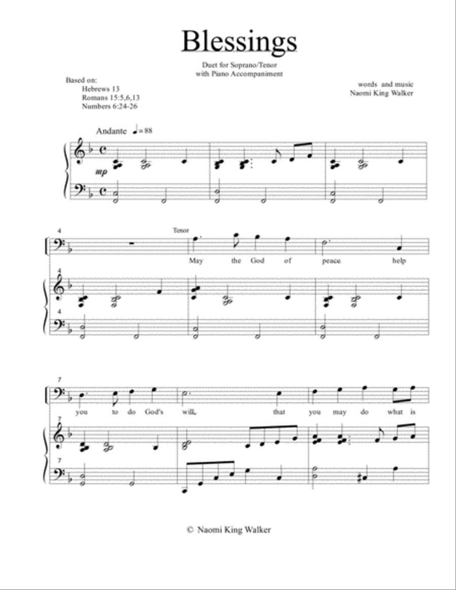 Blessings Vocal Duet scores gallery preview page 1