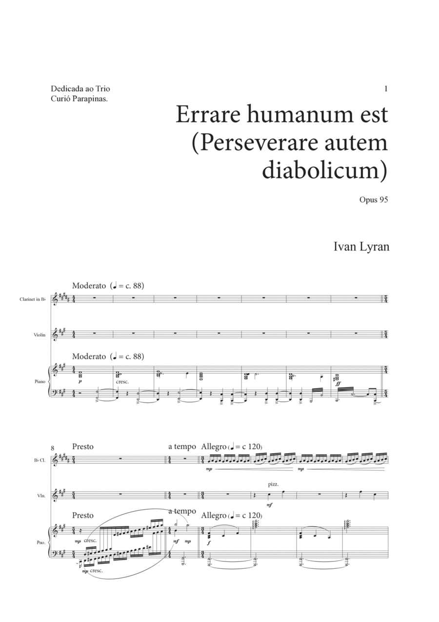 Errare humanum est (Perseverare autem diabolicum) Opus 95 Chamber Music scores gallery preview page 1