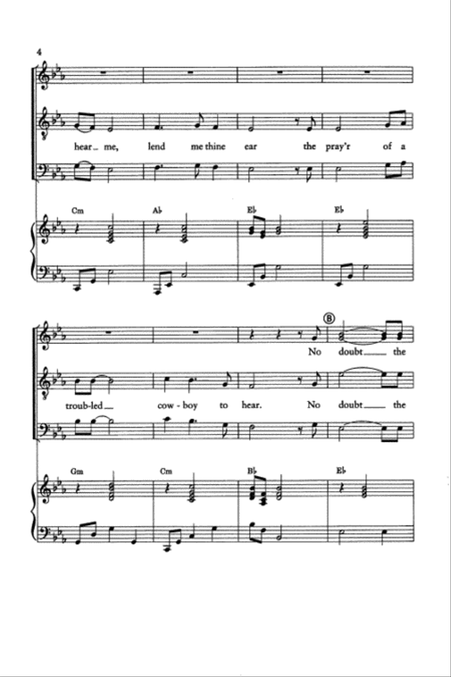 A Cowboy's Prayer A Cowboy's Prayer 4-Part scores gallery preview page 3