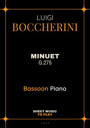 Minuet Op.11 No.5 - Bassoon and Piano (Full Score and Parts)