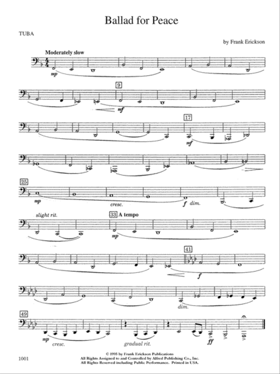 Ballad for Peace: Tuba Concert Band scores gallery preview page 1