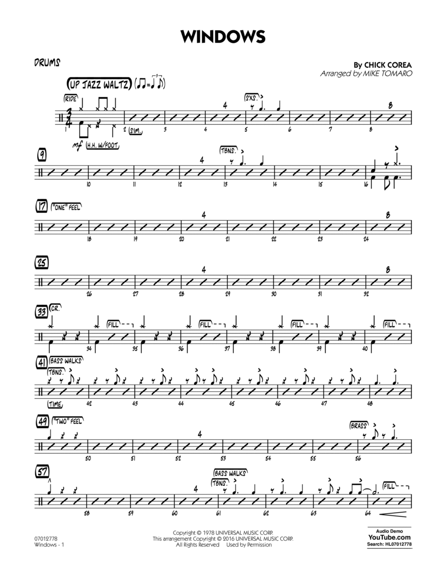 Windows - Drums Windows - Drums Drums scores gallery preview page 1