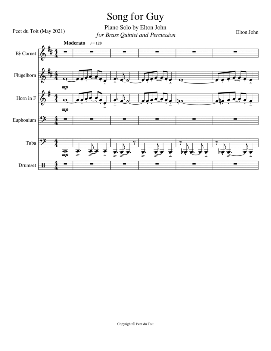 Song For Guy Small Ensemble scores gallery preview page 1