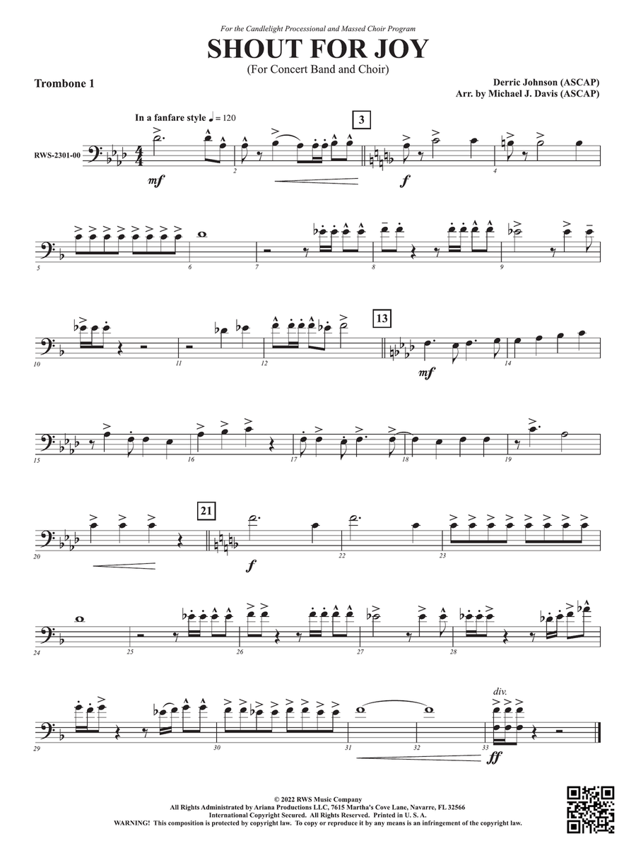Shout for Joy - For Concert Band and Choir: 1st Trombone