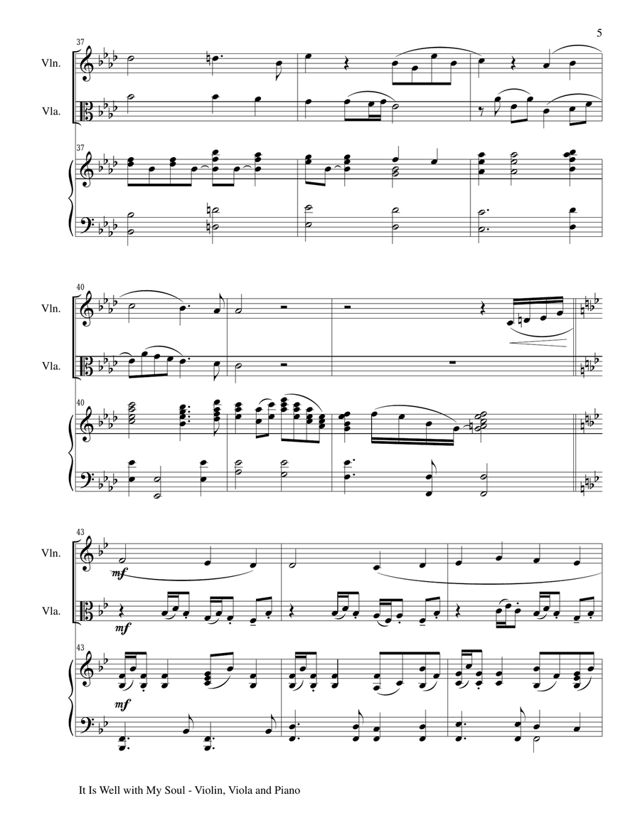 IT IS WELL WITH MY SOUL (Trio - Violin, Viola, Piano with Score and Parts) Small Ensemble scores gallery preview page 5