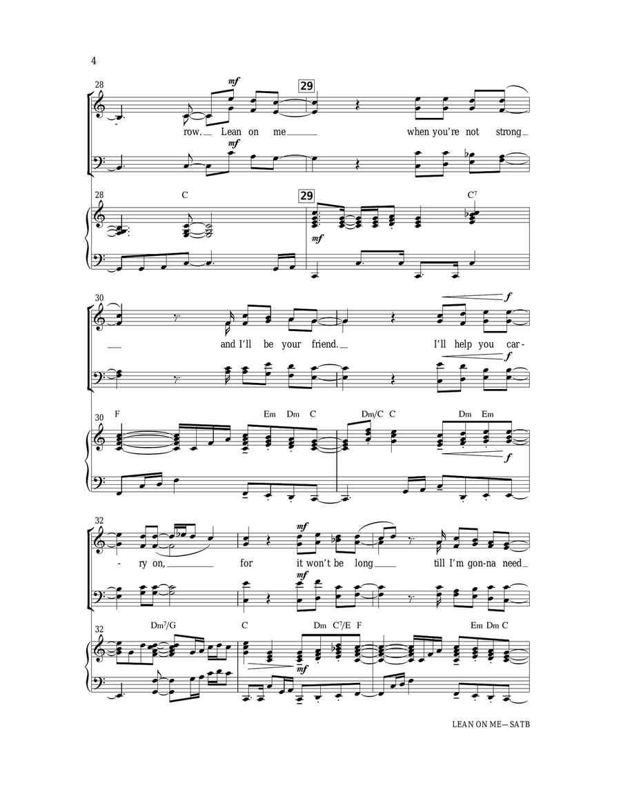 Lean On Me (with We Shall Overcome) 4-Part scores gallery preview page 4