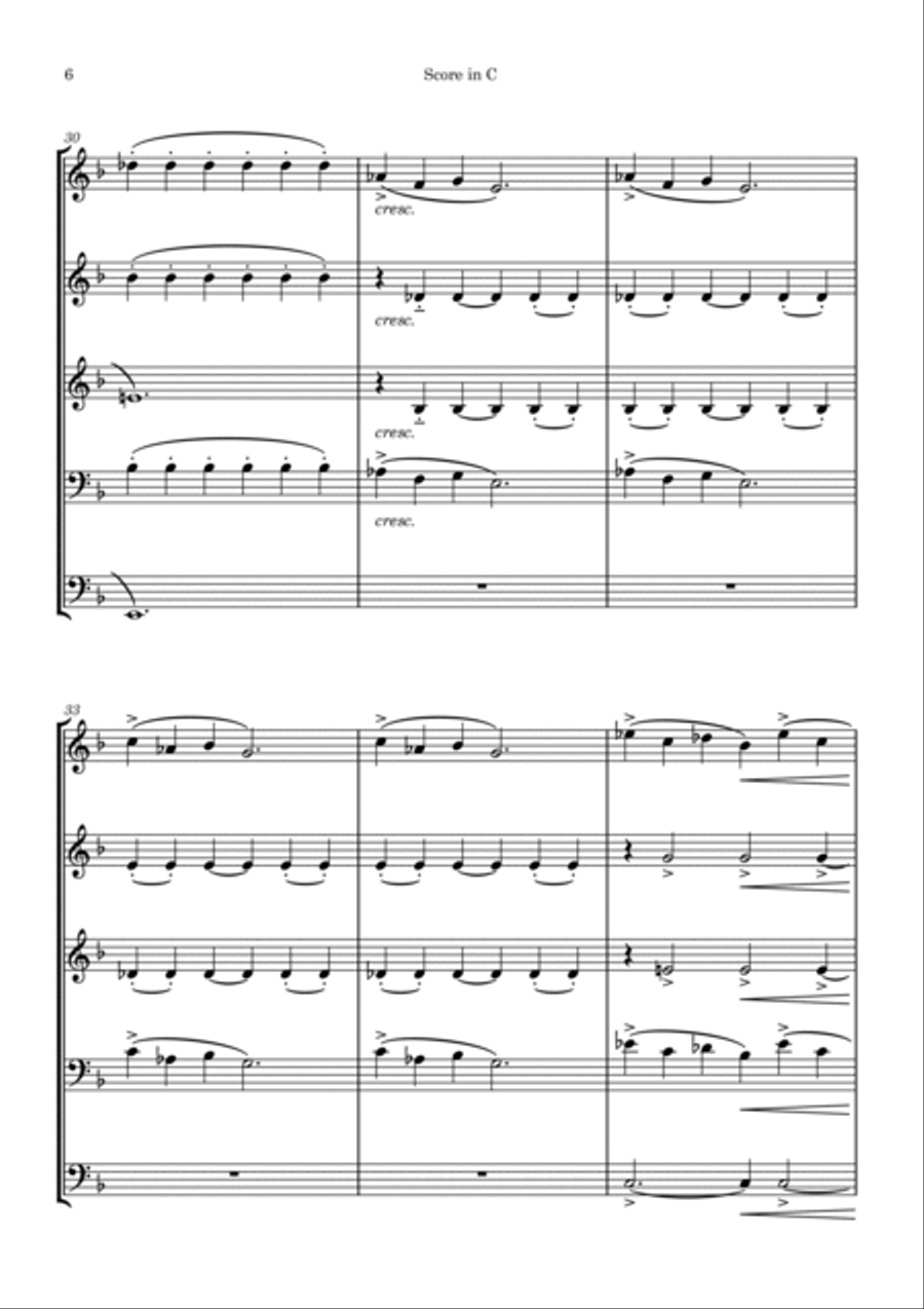 Grieg: Til våren - To the Spring (Brass Quintet) Brass Quintet scores gallery preview page 6