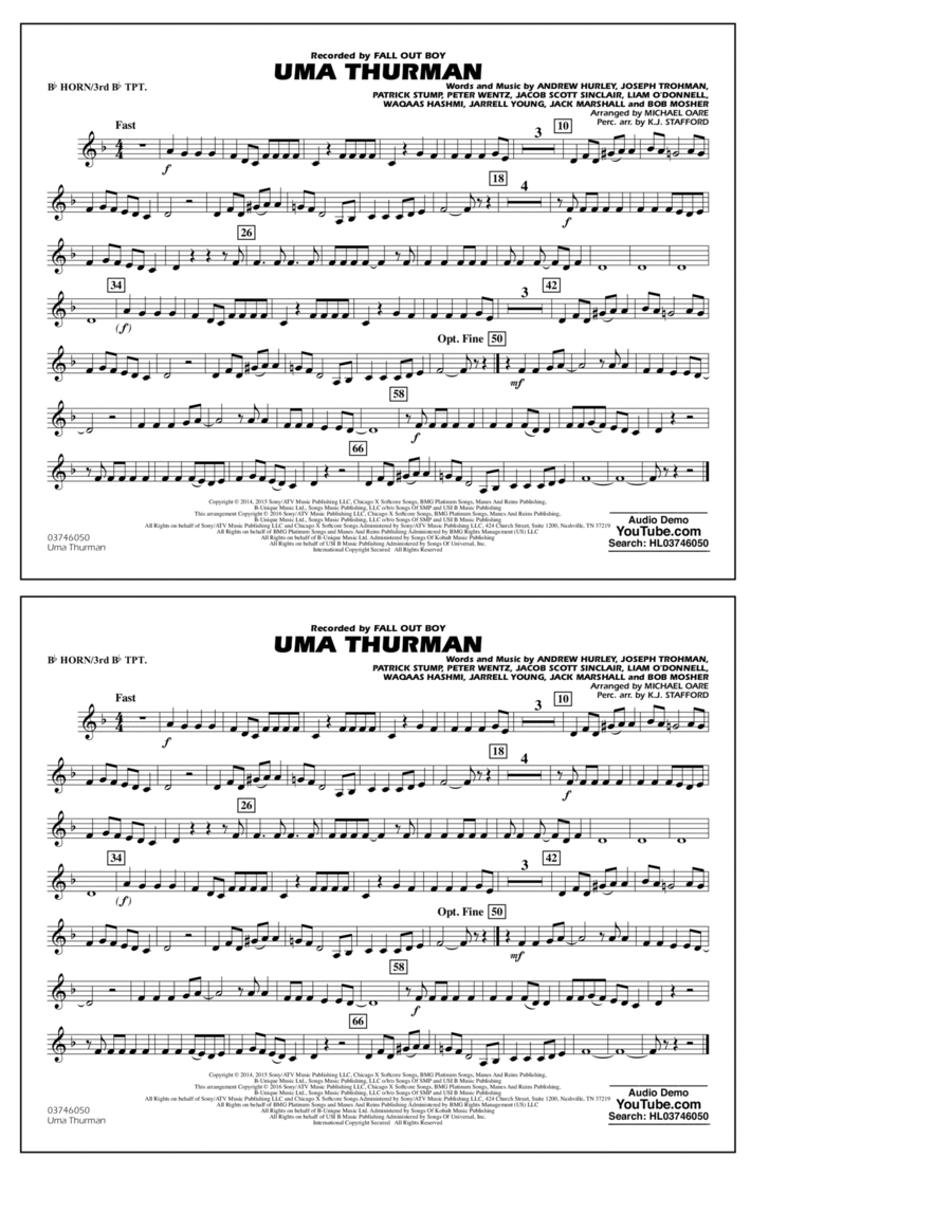 Uma Thurman - Bb Horn/3rd Bb Tpt Horn scores gallery preview page 1