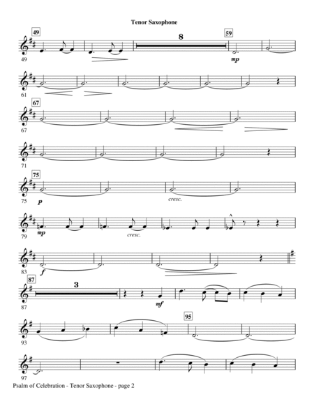 Psalm of Celebration - Tenor Sax (Trombone 2 sub)