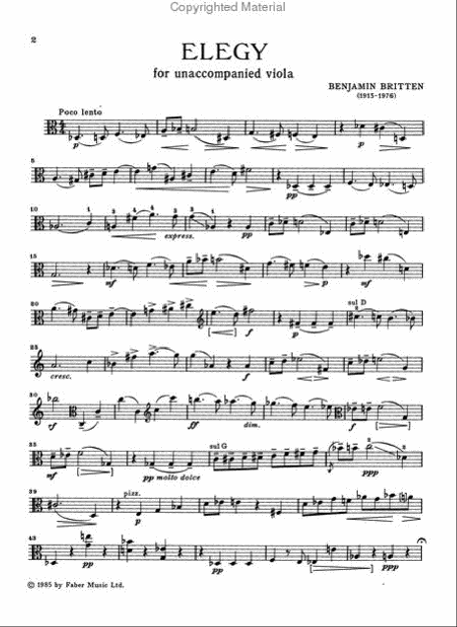 Elegy by Benjamin Britten - Small Ensemble - Sheet Music