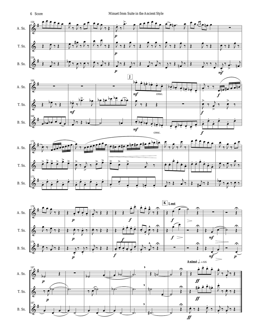 Minuet from Suite in the Ancient Style set for Saxophone Trio Woodwind Trio scores gallery preview page 6