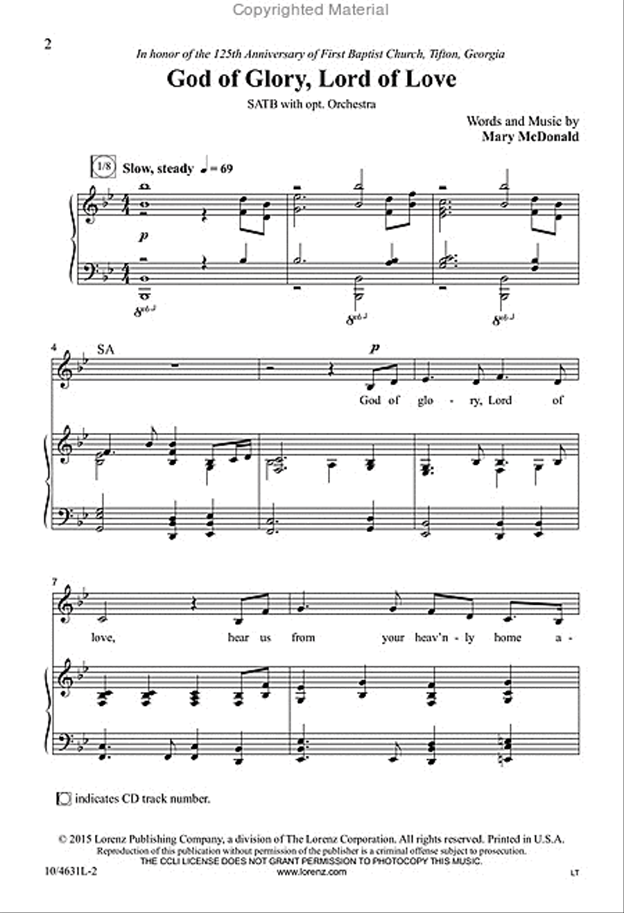 God of Glory, Lord of Love 4-Part scores gallery preview page 2