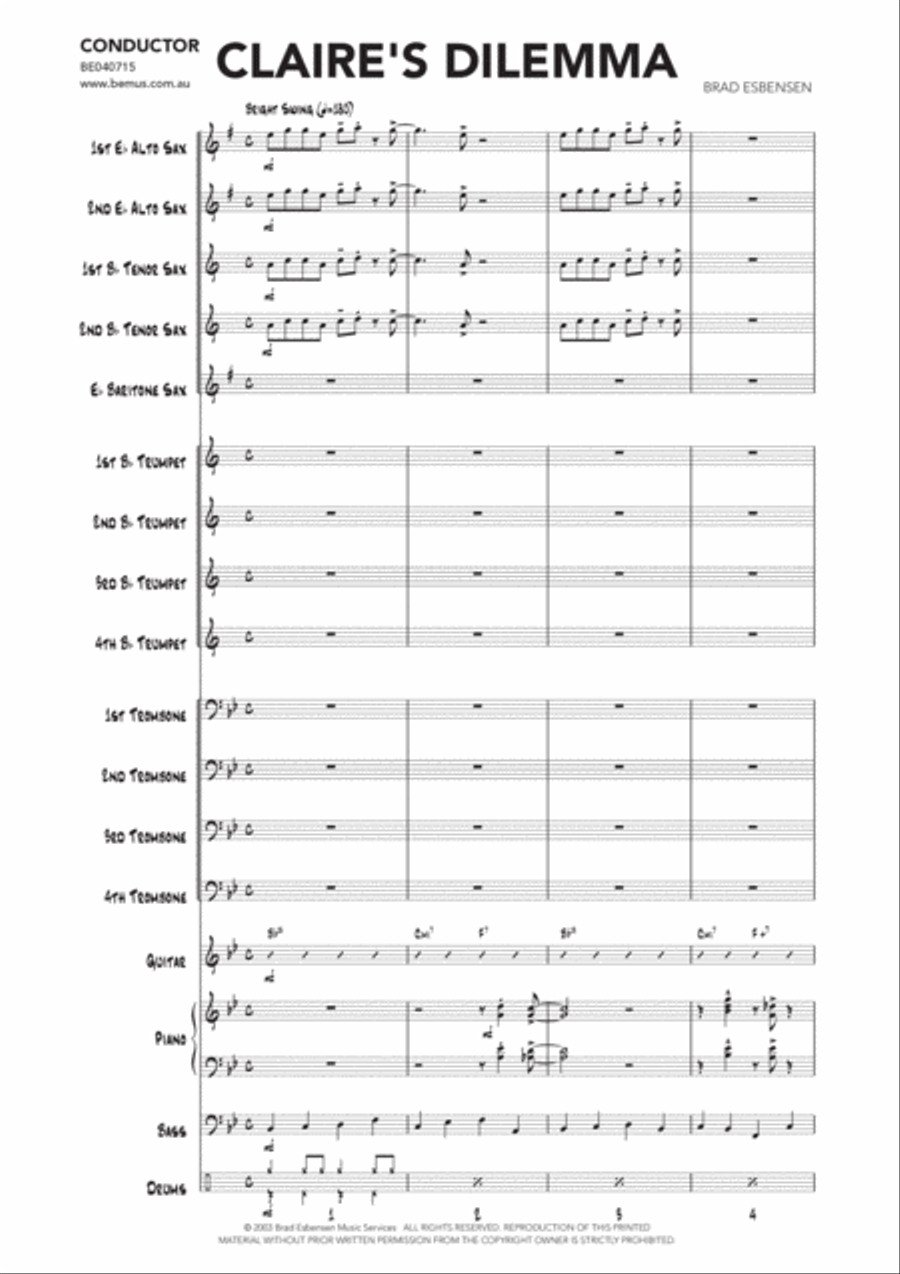 Claire's Dilemma Jazz Ensemble scores gallery preview page 3
