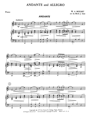 Book cover for Andante and Allegro: Piano Accompaniment