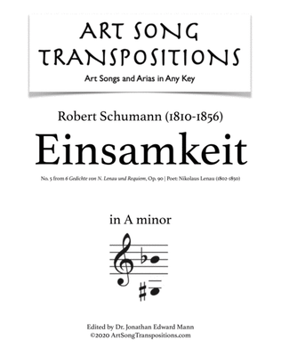 Book cover for SCHUMANN: Einsamkeit, Op. 90 no. 5 (transposed to A minor)