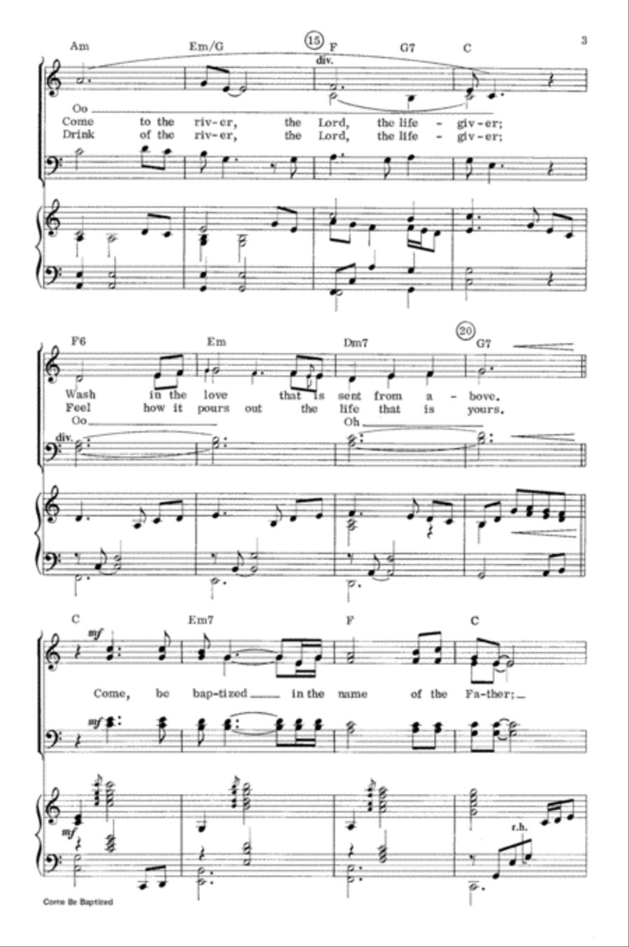Come, Be Baptized 4-Part scores gallery preview page 3