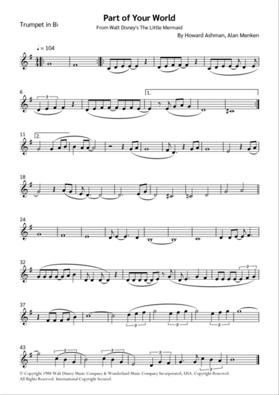 Part Of Your World (reprise) Horn scores gallery preview page 6