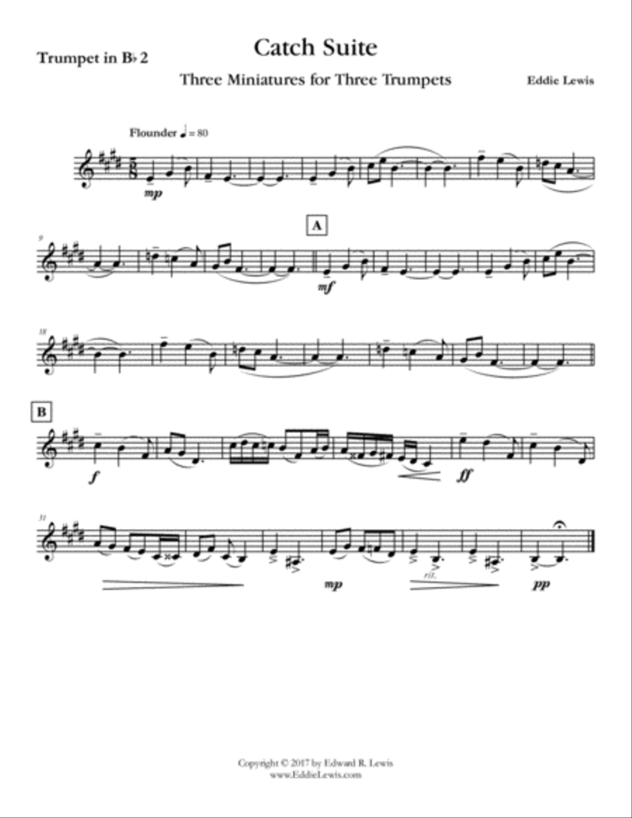 Catch Suite for Trumpet Trio by Eddie Lewis Trumpet Trio scores gallery preview page 5