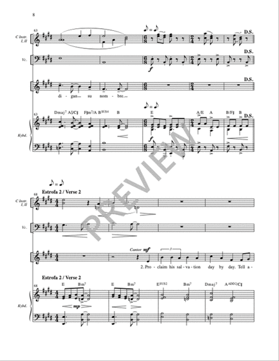 Cuenten las Maravillas del Señor / Proclaim His Marvelous Deeds - Full Score and Parts Cello scores gallery preview page 9