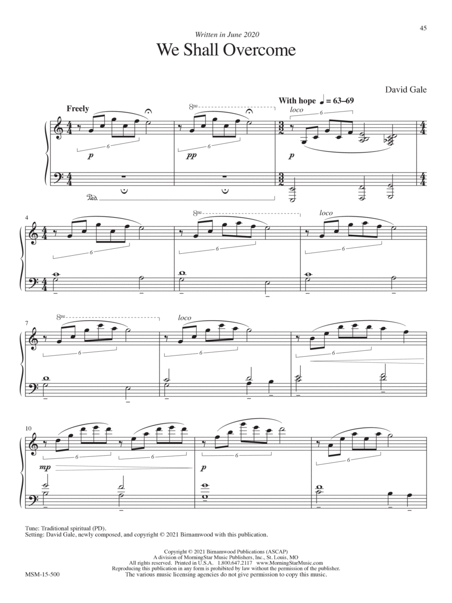 We Shall Overcome Piano Solo scores gallery preview page 1