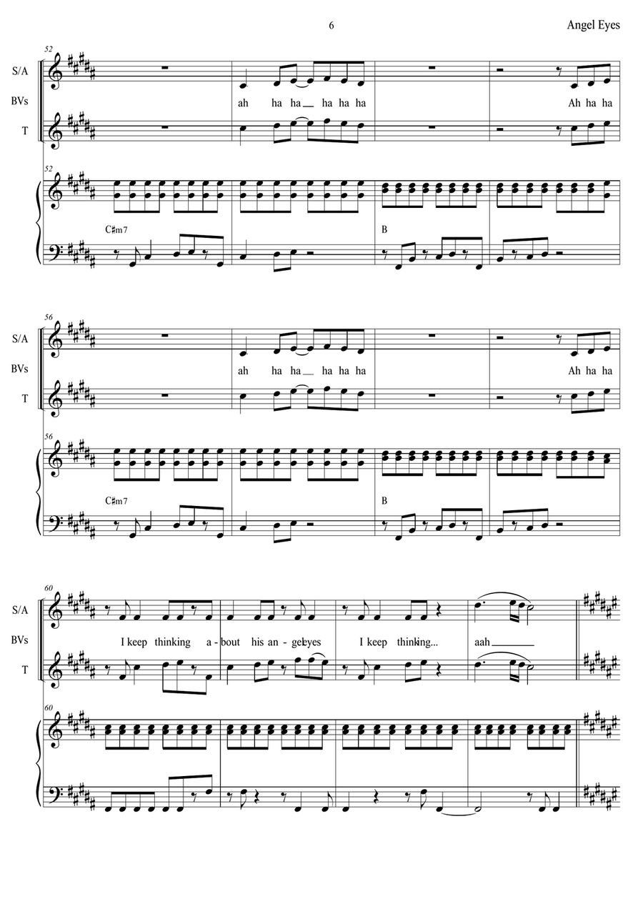 Angel Eyes Piano, Vocal scores gallery preview page 6