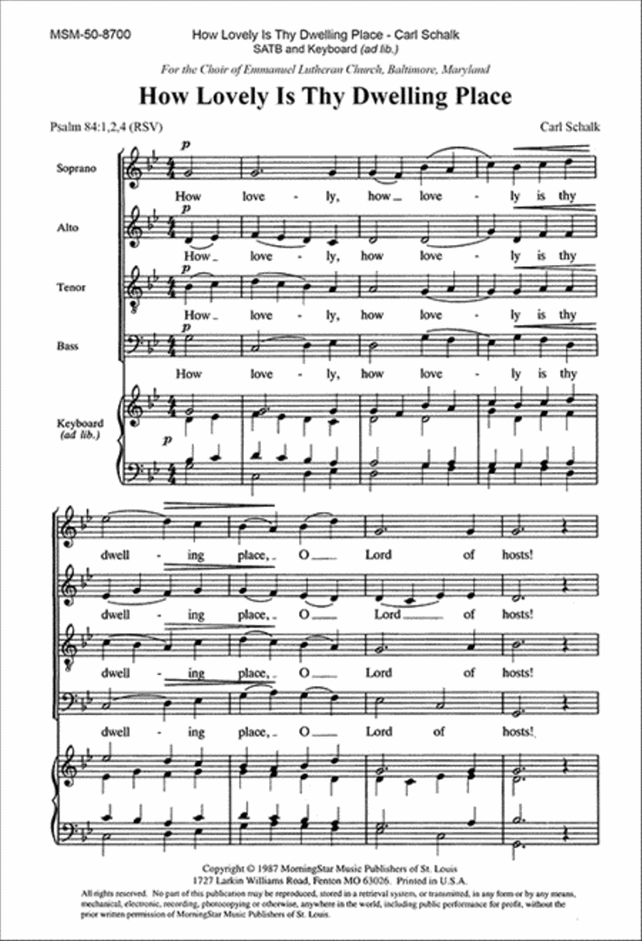 How Lovely Is Thy Dwelling Place 4-Part scores gallery preview page 1
