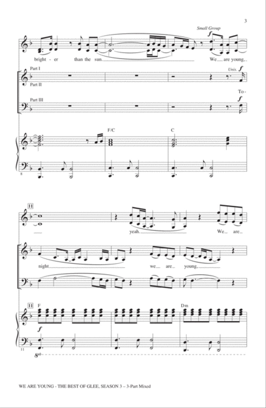 We Are Young (The Best Of Glee Season 3) (Medley) 3-Part scores gallery preview page 2