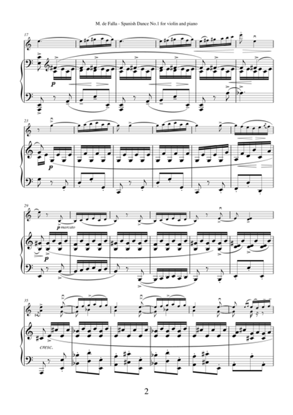 Spanish Dance No. 1 (La Vida Breve) by Manuel de Falla for violin and piano