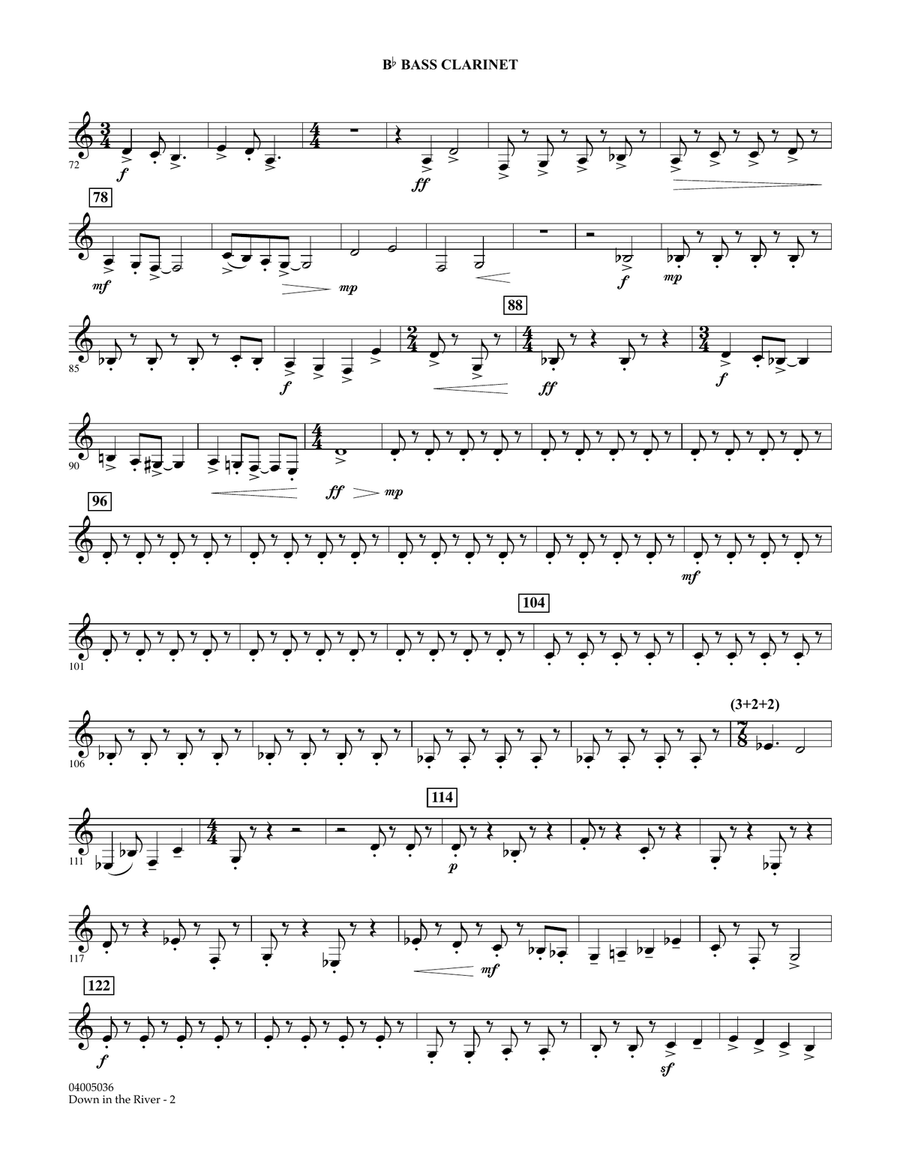 Down in the River - Bb Bass Clarinet Concert Band scores gallery preview page 2