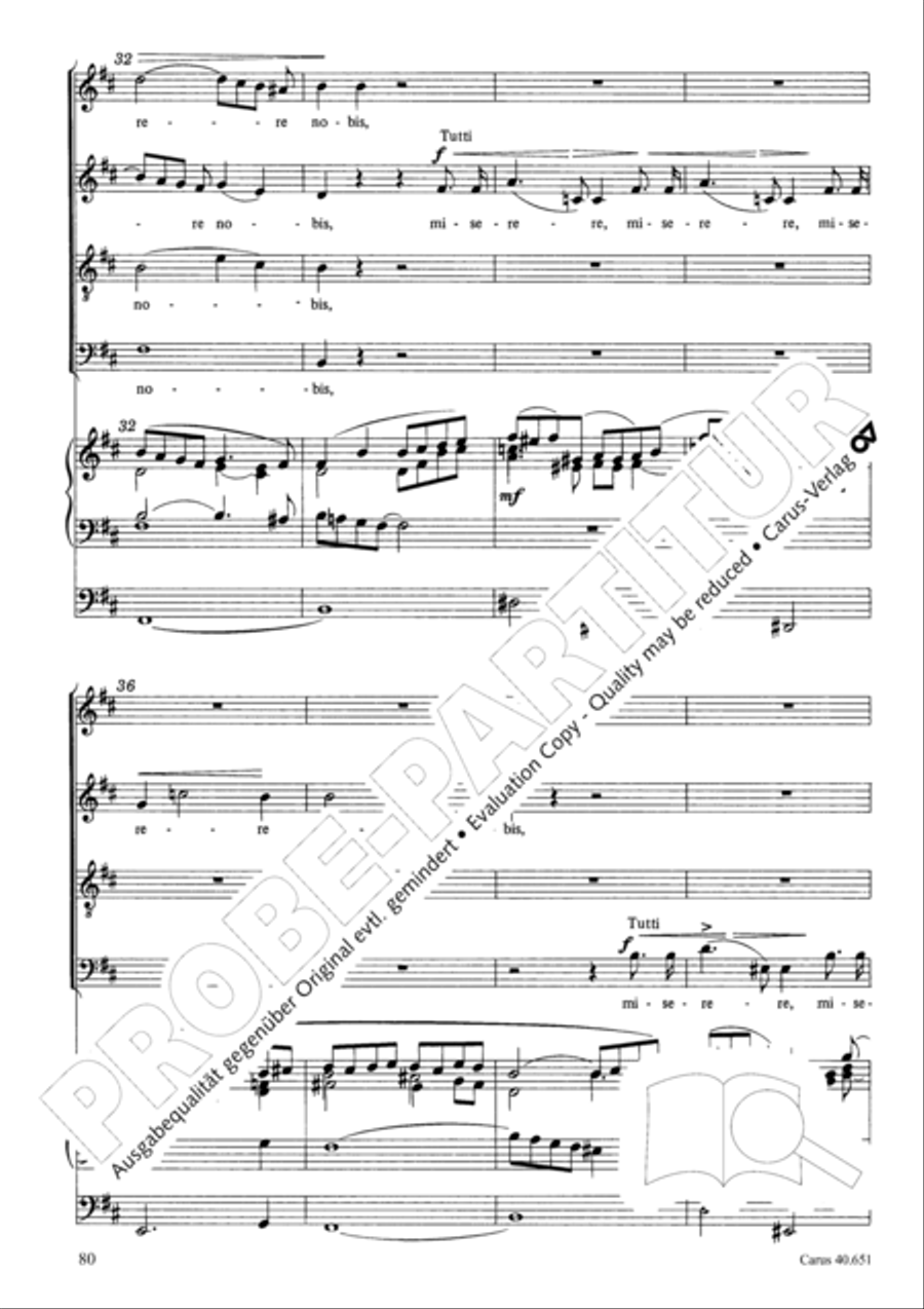 Mass in D Major (Missa in D) 4-Part scores gallery preview page 89