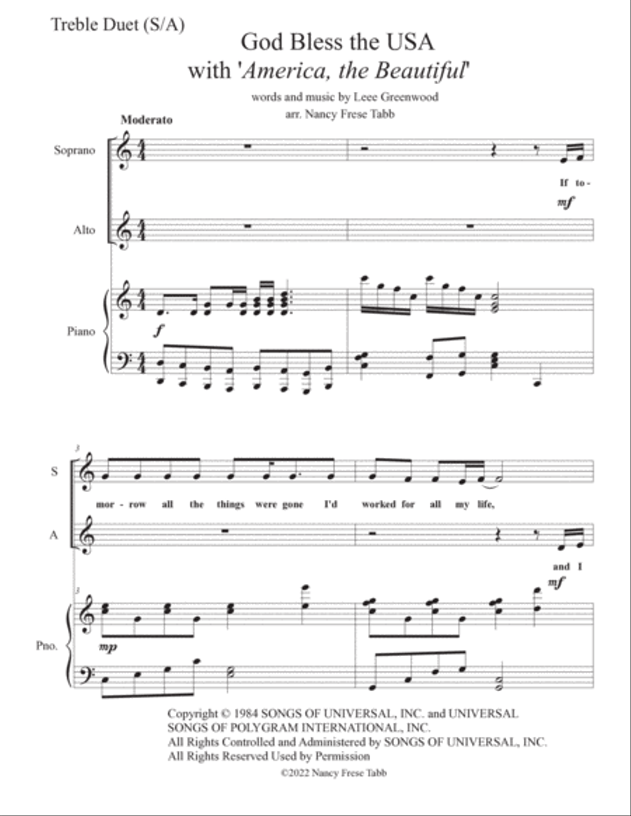 God Bless The U.s.a. God Bless The U.s.a. Alto Voice scores gallery preview page 2
